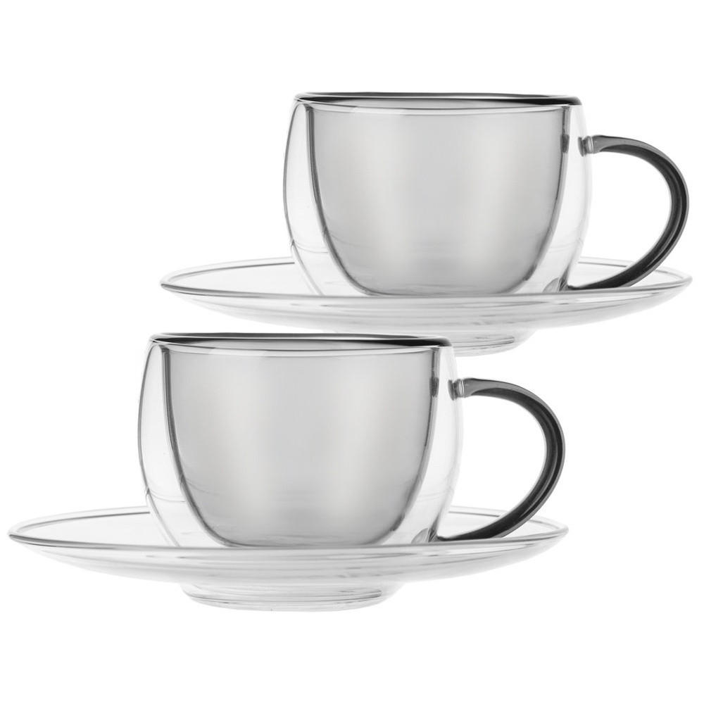 THERMOBECHER Espresso z Untertasse 2er-Set - Klar, Glas (0.09L) - Orion 