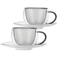 THERMOBECHER Espresso z Untertasse 2er-Set - Klar, Glas (0.09L) - Orion 