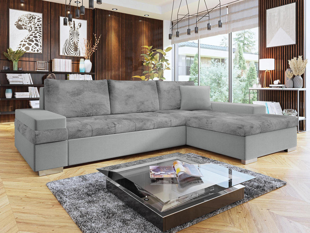 ECKSOFA Bangkok Mini Premium - Silberfarben/Graphitfarben, Holz/Textil (274/182cm) - MIRJAN24