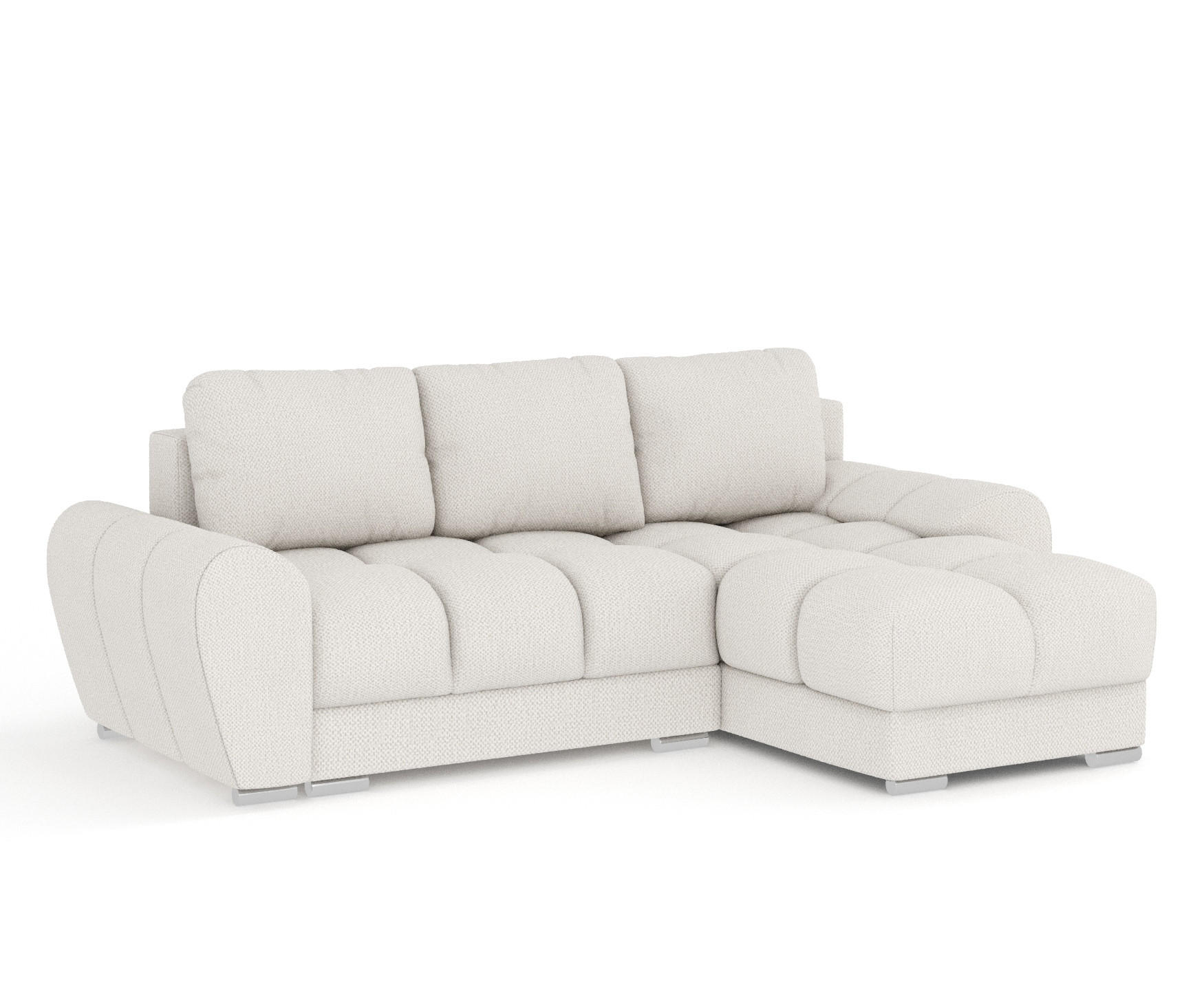 ECKSOFA MIT SCHLAFFUNKTION Peebles Beige Chenille-Stoff - Chromfarben/Beige, Holz/Holzwerkstoff (256/175cm) - Maison de Reve