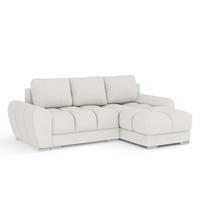 ECKSOFA MIT SCHLAFFUNKTION Peebles Beige Chenille-Stoff - Chromfarben/Beige, Holz/Holzwerkstoff (256/175cm) - Maison de Reve