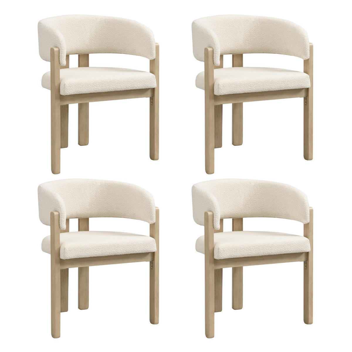 ARMLEHNSTUHL 4 Stück boucle, Naturfarbe - Naturfarben, Textil (51/80/60cm) - KOMHTOM