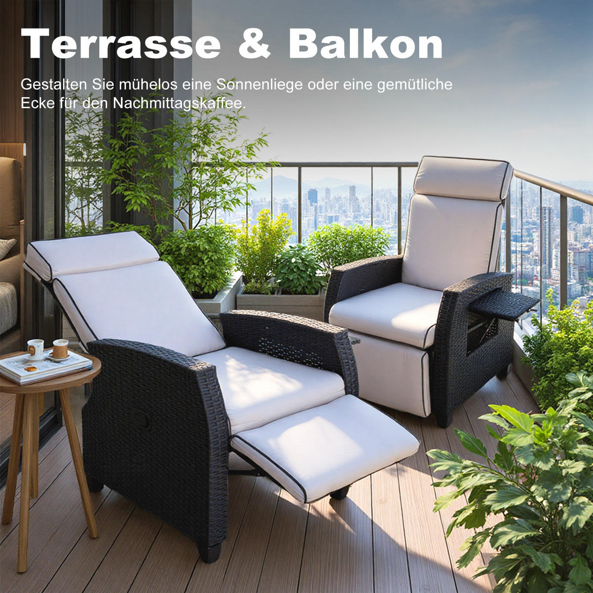 GARTEN-RELAXSESSEL-TY01 - Schwarz, Metall (72/108/55cm) - BELONID
