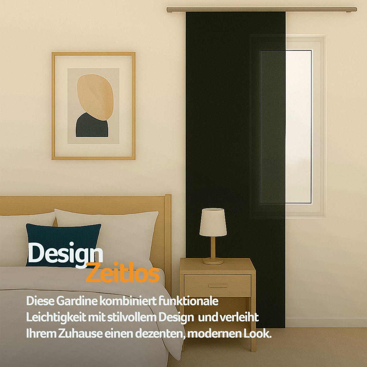 FLÄCHENVORHANG blickdicht 60x245 cm Schwarz mit Technik - Schwarz, Textil (60/245cm)
