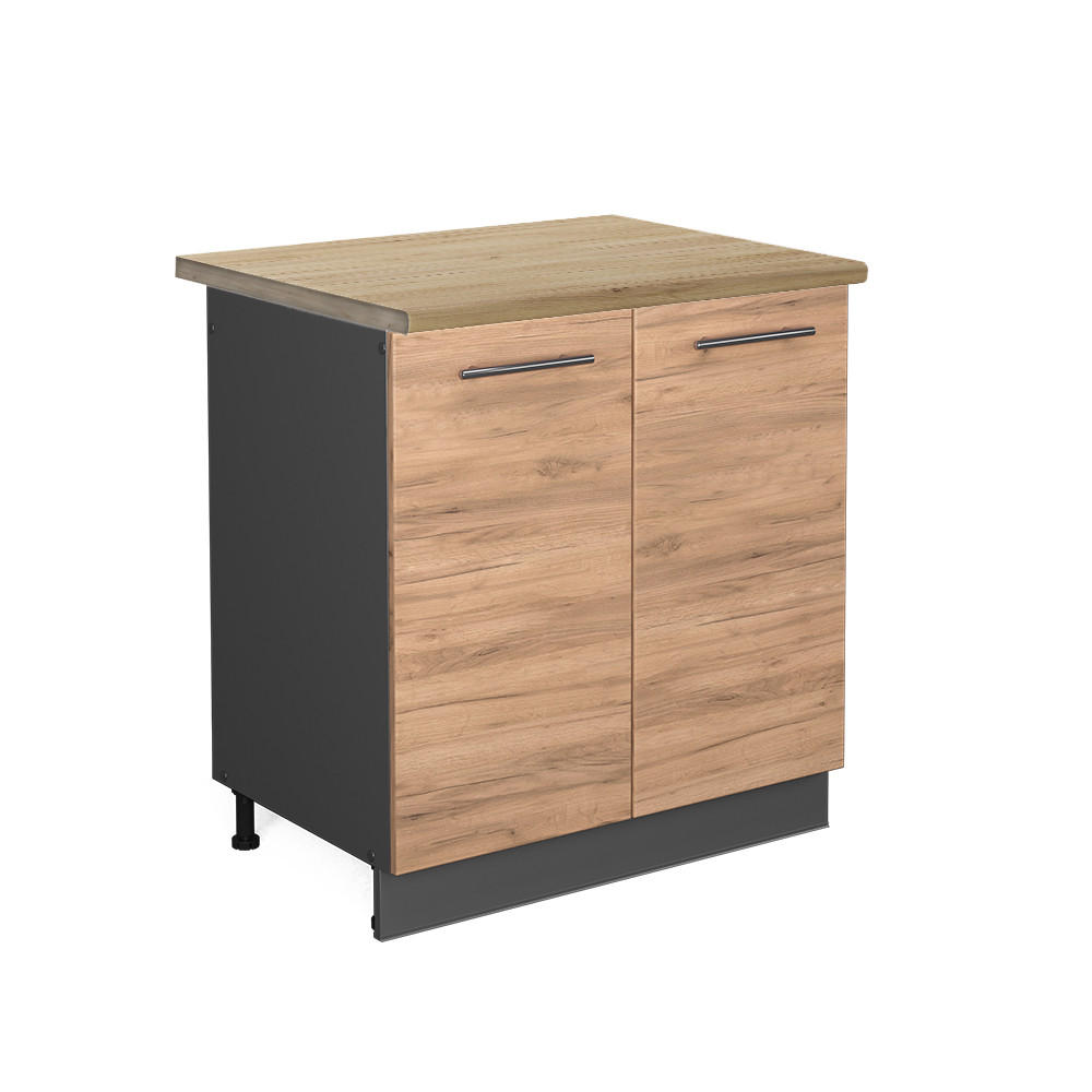 SPÜLENUNTERSCHRANK Fame-Line Goldkraft Eiche 80 cm, AP Eiche - Honigeiche/Anthrazit, Holzwerkstoff (80/82/60cm) - Vicco