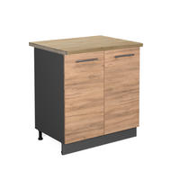 SPÜLENUNTERSCHRANK Fame-Line Goldkraft Eiche 80 cm, AP Eiche - Honigeiche/Anthrazit, Holzwerkstoff (80/82/60cm) - Vicco