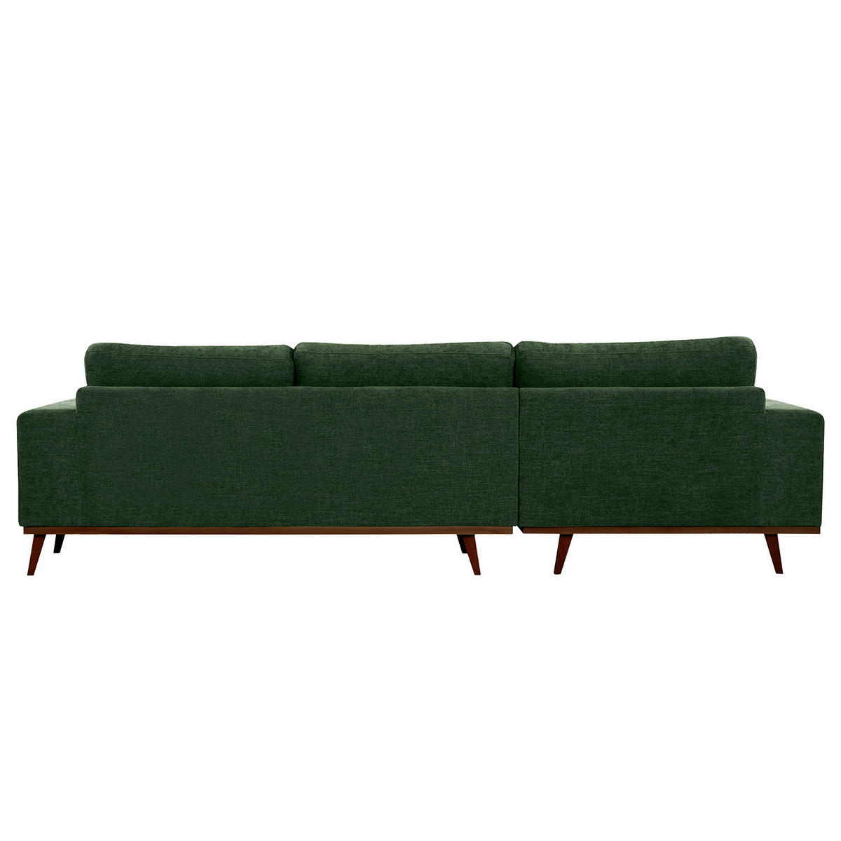 ECKSOFA mit Longchair - Dunkelgrün/Buchefarben, Buchenholz/Textil (281/153cm) - home24
