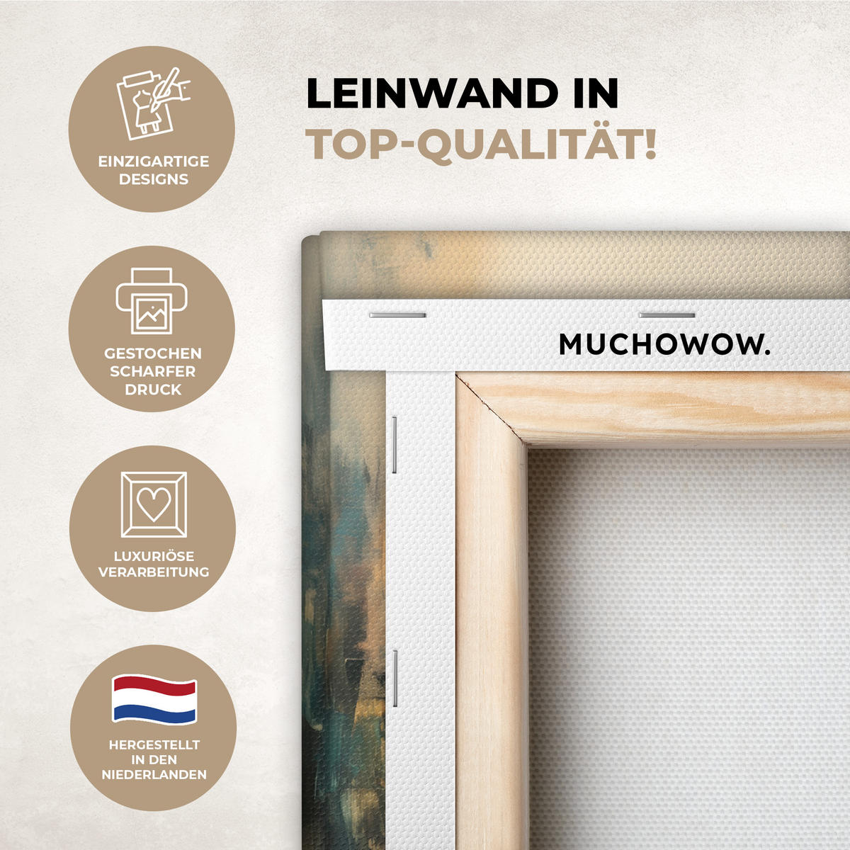 LEINWANDBILD Hirsch - Gemalt - Geweih - Braun 20x30 cm - Haselnussfarben, Textil (20/30cm) - MuchoWow