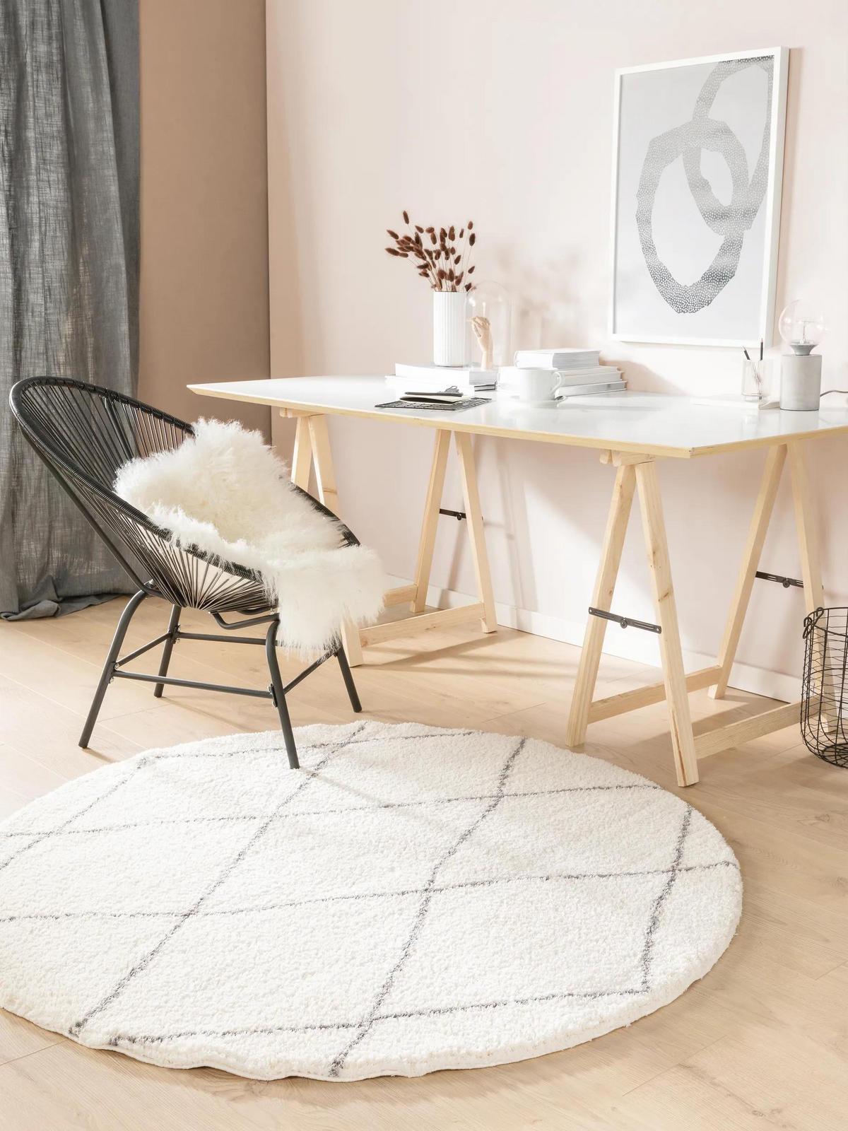 HOCHFLORTEPPICH rund Benno Cream ø 120 cm rund - Creme, Textil (120/120cm) - benuta Nest