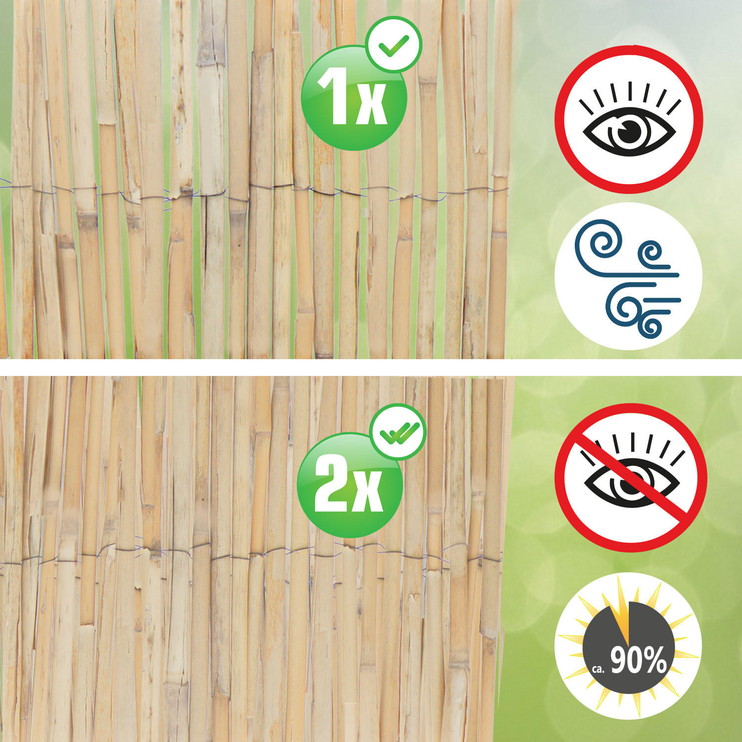 Thumbnail - urfence Balkon-Sichtschutz, Braun, Naturmaterialien, Rechteckig, 1x110 cm, Sonnen- & Sichtschutz, Sichtschutz Garten, Ba...