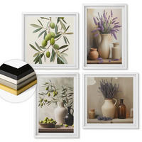 WANDBILDER 4er-Set - 50x50 cm & 40x60 cm Weißer Rahmen - Blumen in Vasen als Dekoration - Weiß, Kunststoff (50/50cm) - ArtPrintCave