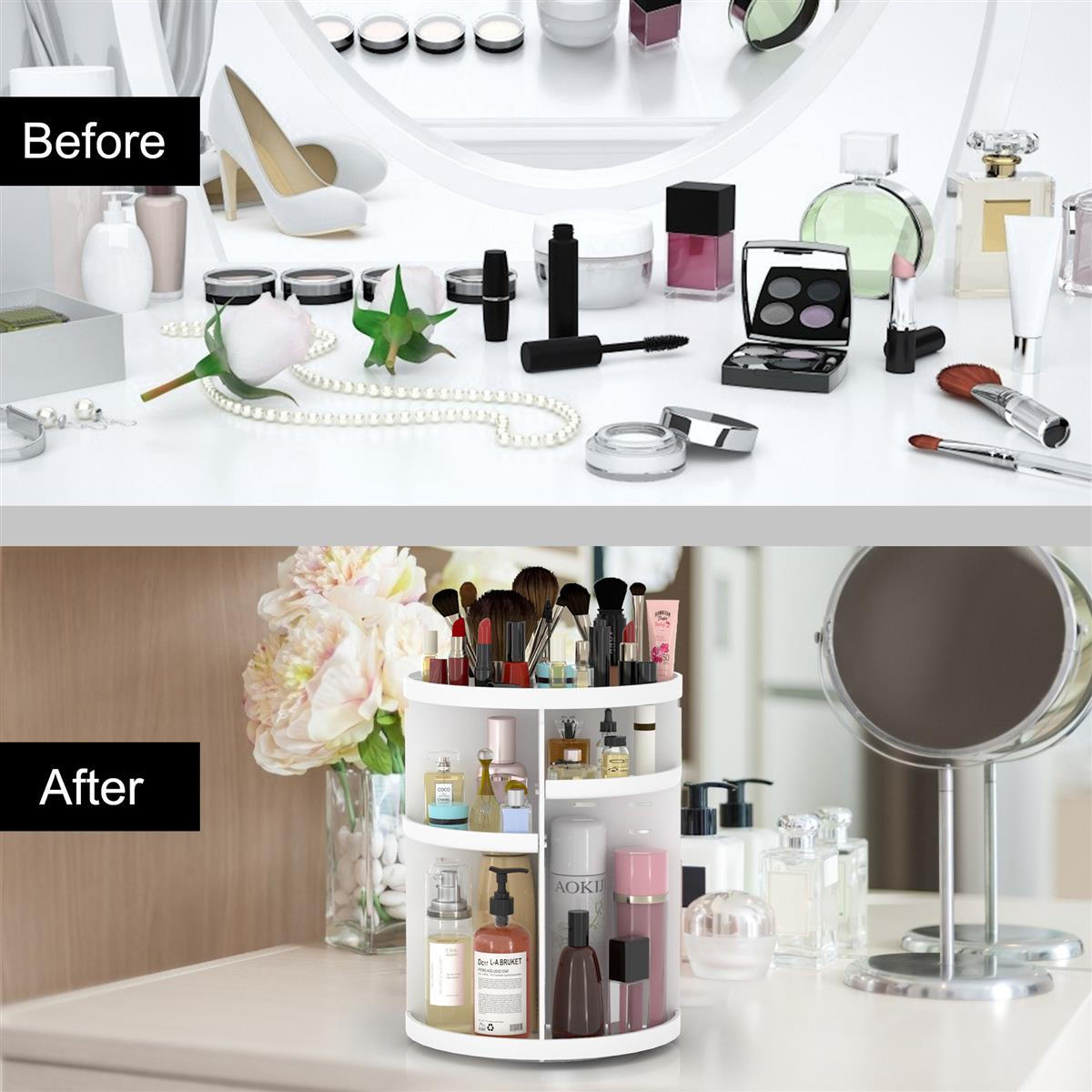 MAKE-UP-ORGANIZER 30/23 cm (Weiß) - Weiß, Kunststoff (23/30/23cm) - Intirilife