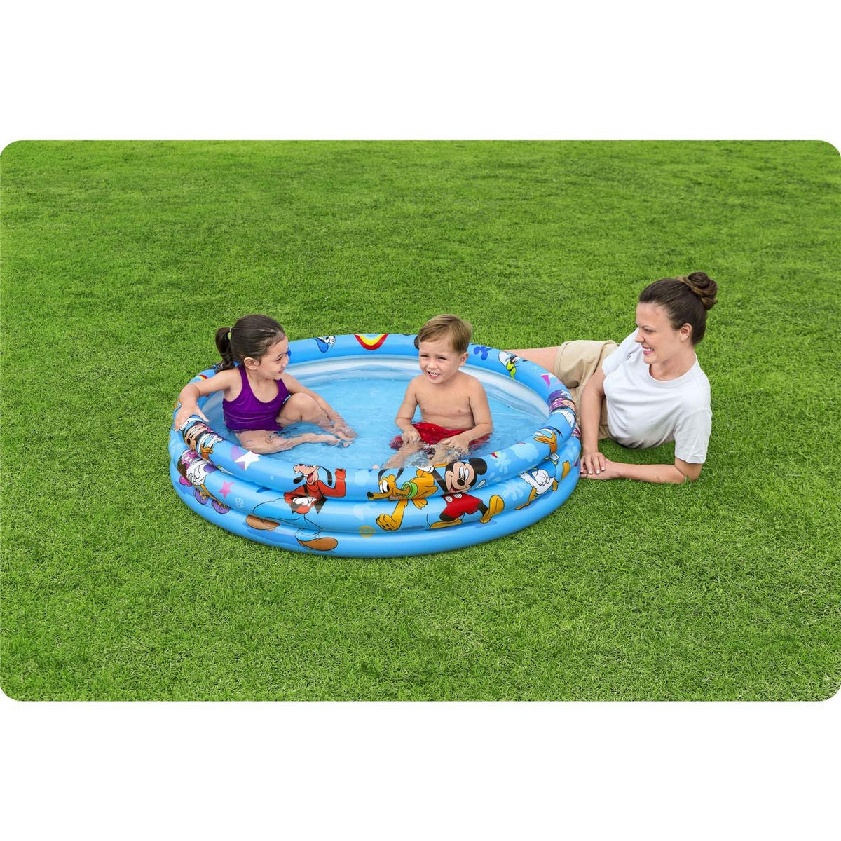 AUFBLASBARER POOL Mickey und Freunde 122 x 25 cm - 91007 - Blau, Textil (122/25cm)
