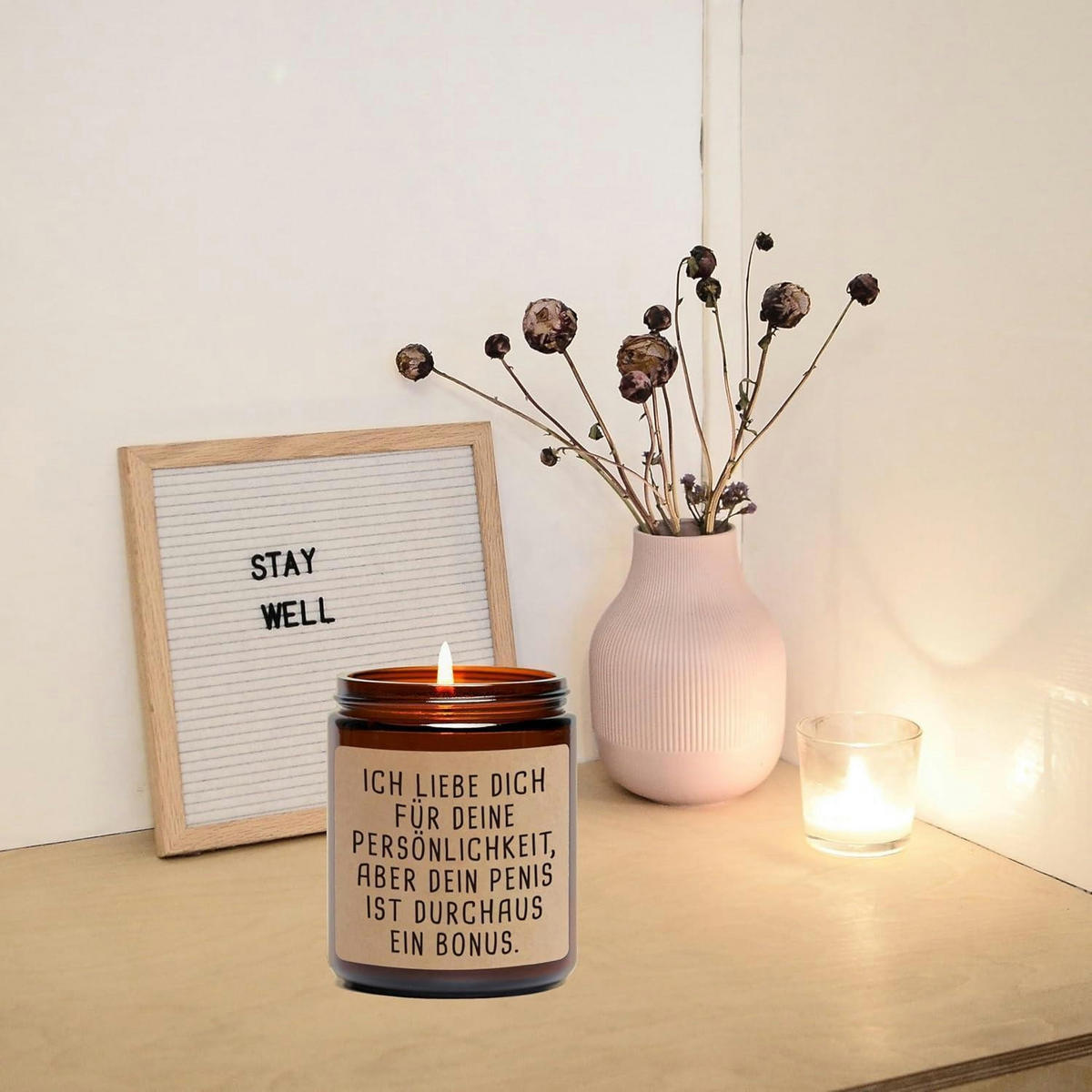 DUFTKERZE Teakholz Maskulin 100% Sojawachs Geschenkbox - Braun, Paraffin (7.5cm)
