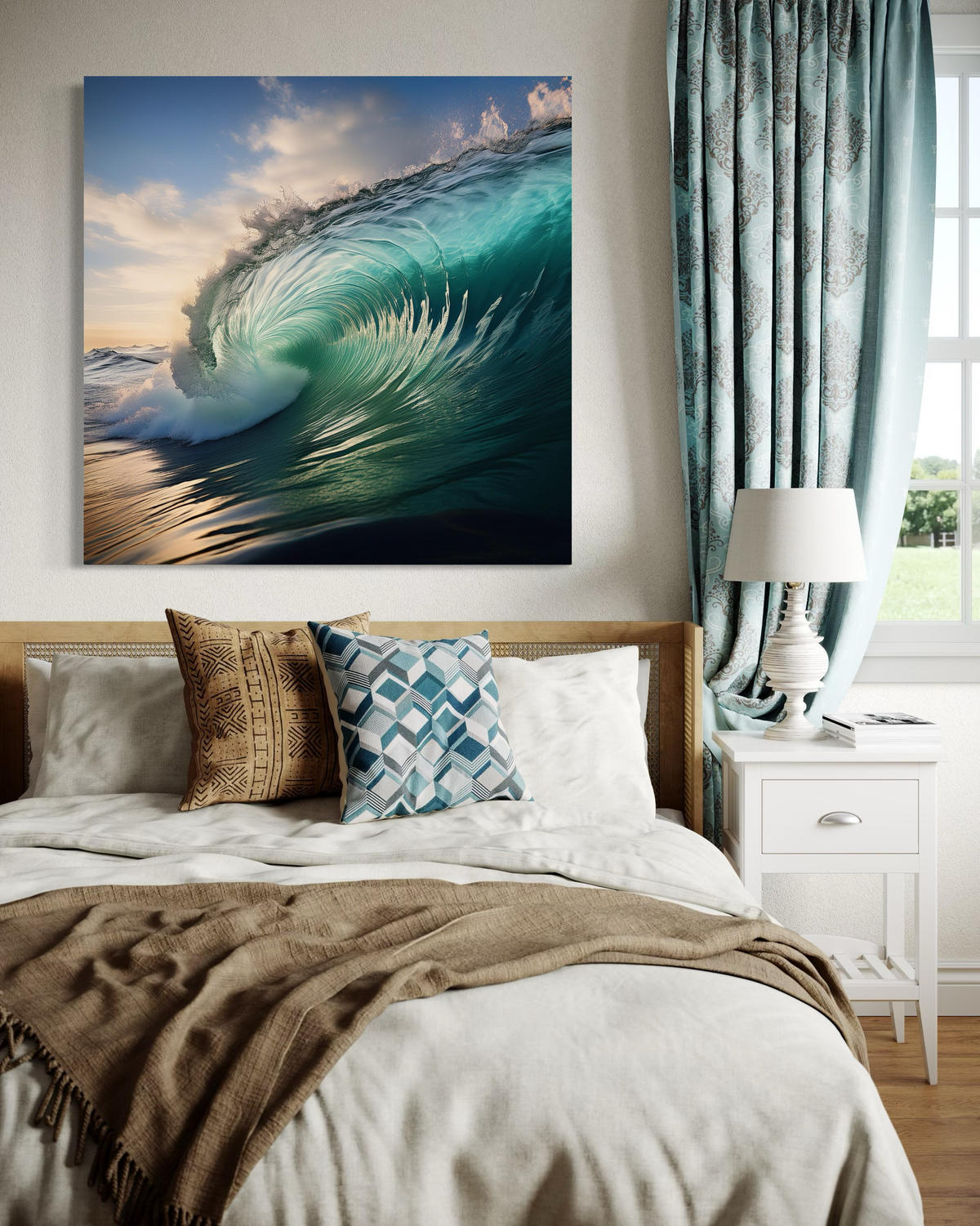 WANDBILD welle meer wasser natur - Blau, Textil (50/50cm) - Feeby