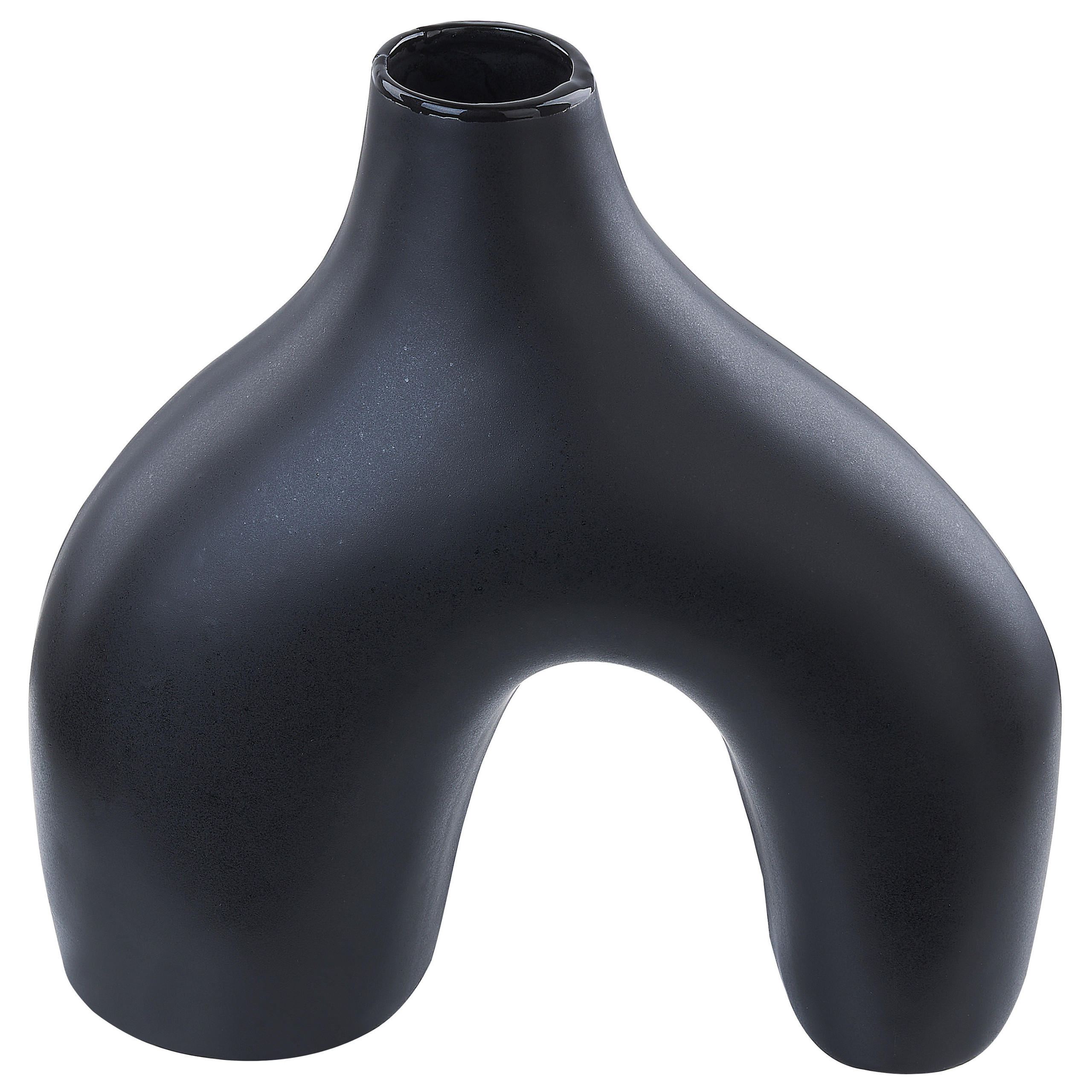 BLUMENVASE Porzellan schwarz Lamia - Schwarz, Keramik (30cm) - Beliani