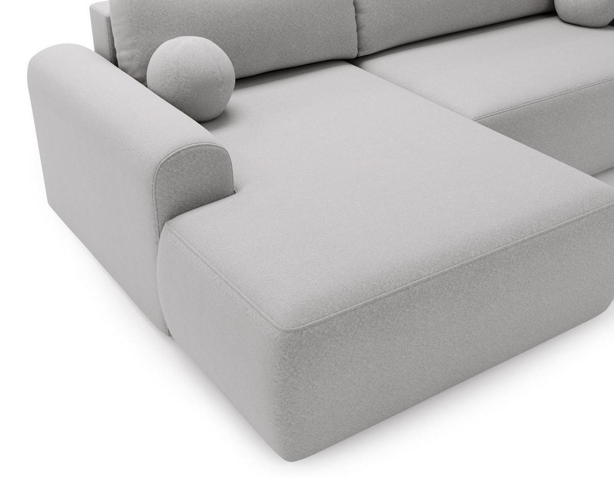 ECKSOFA Aurora Hellgrau, mit Schlaffunktion in Lambi Stoff, linke seite - Hellgrau, Holzwerkstoff/Textil (257/177cm) - Bettso