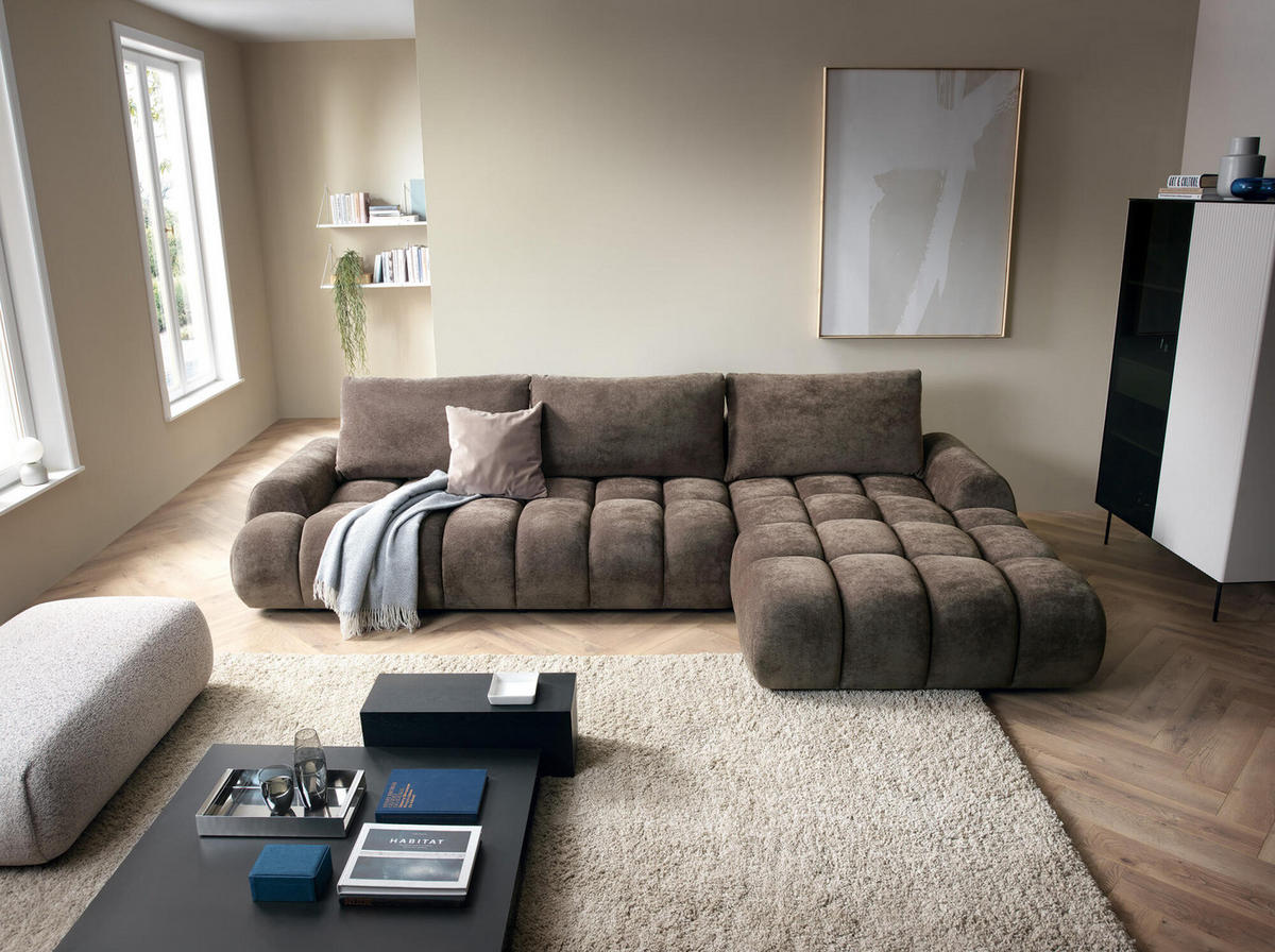 ECKSOFA RIMINI Braun 340x177x86 cm - Braun, Textil (340/177cm) - FURNLUX