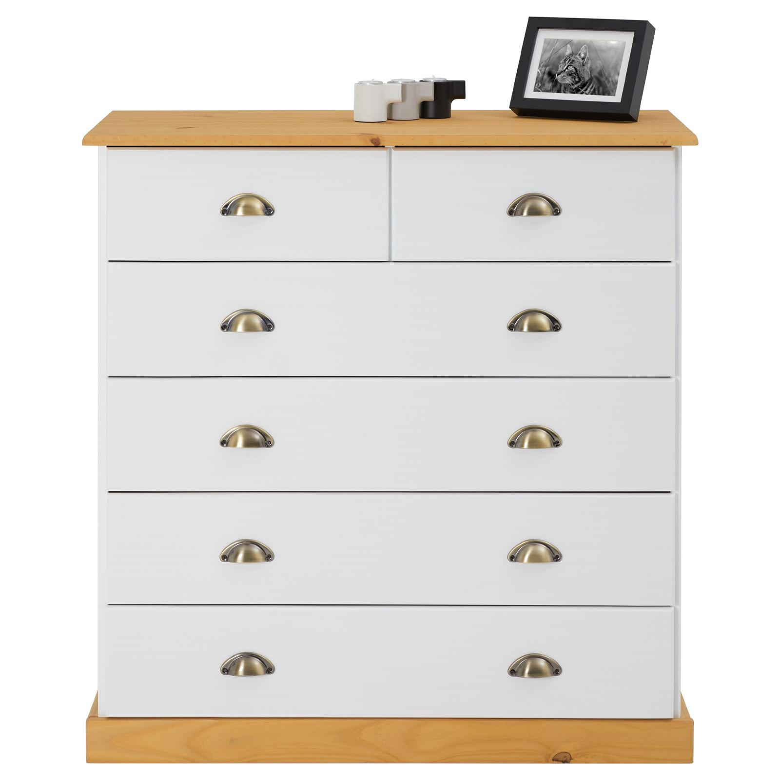 KOMMODE PARIS - Weiß/Braun, Holz (91/95/39cm) - IDIMEX