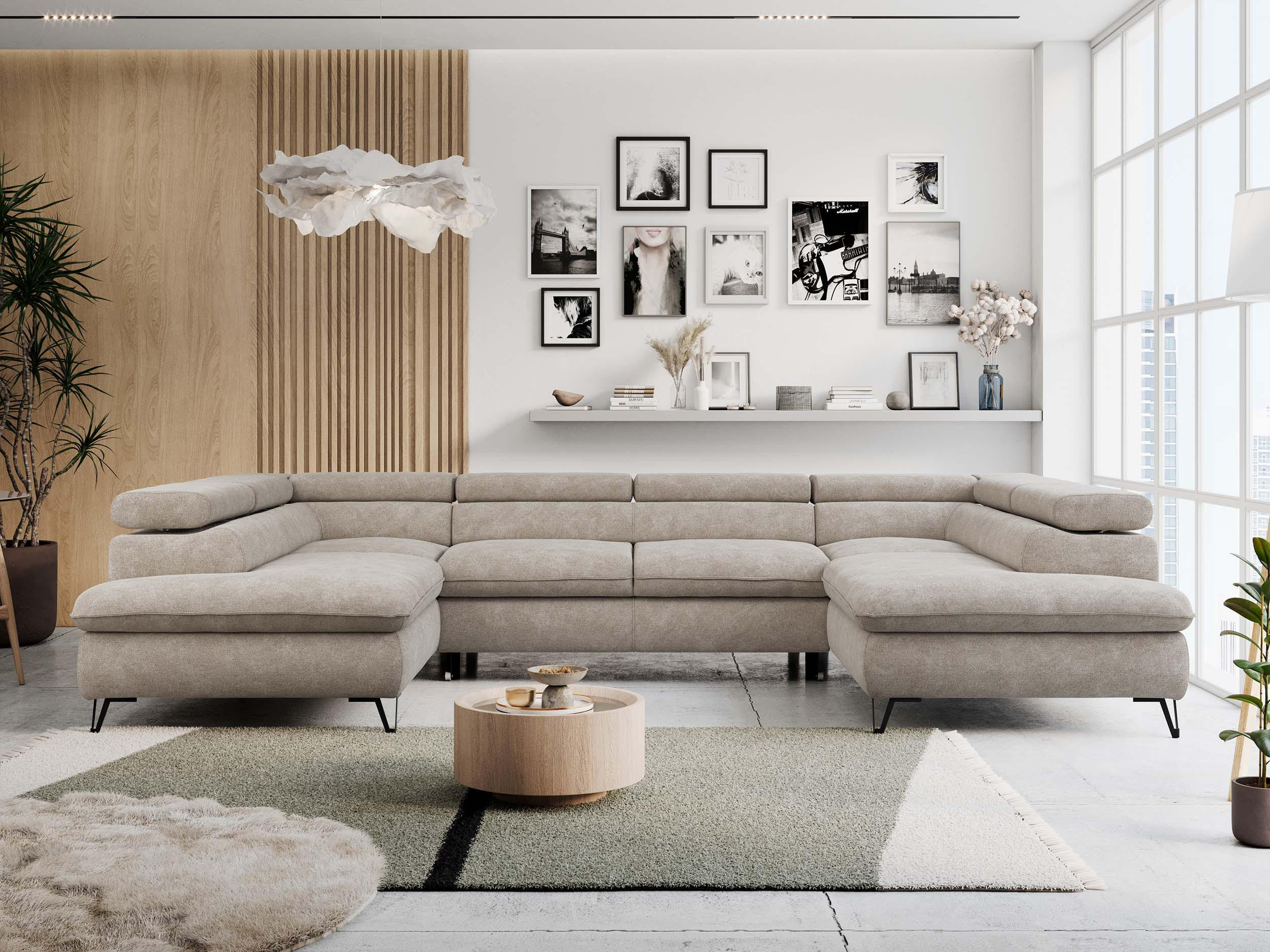 Thumbnail - MKS Wohnlandschaft, Beige, Textil, 6-Sitzer, U-Form, 346x76x208 cm, Wohnzimmer, Sofas & Couches, Wohnlandschaften, Wohnl...