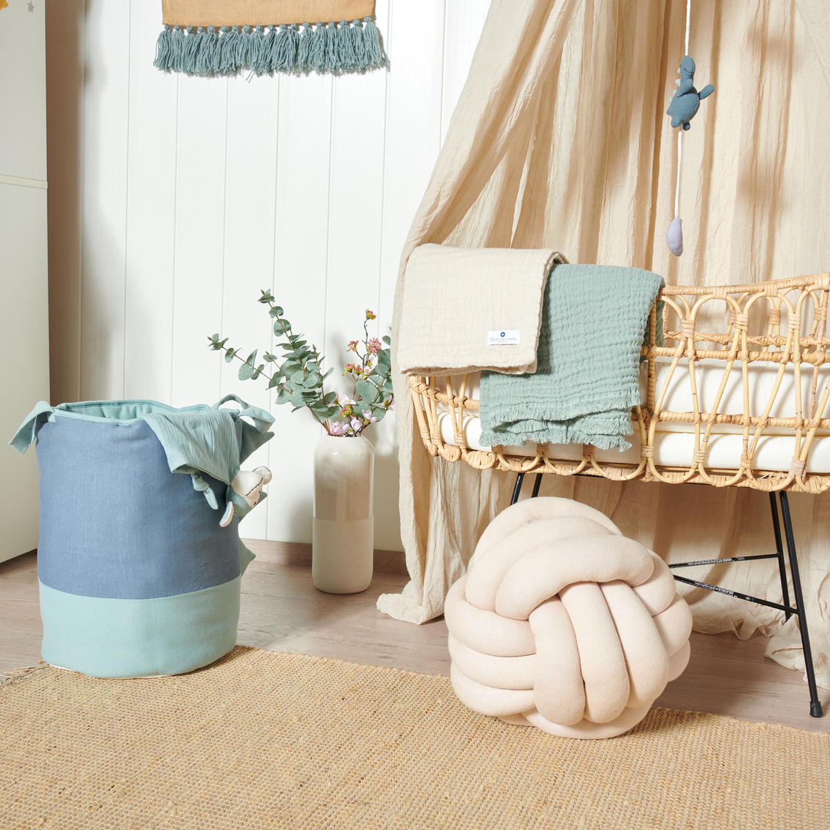 SPIELZEUGKORB Dino 45 cm - Mintgrün, Textil (30/30cm) - nordic coast company