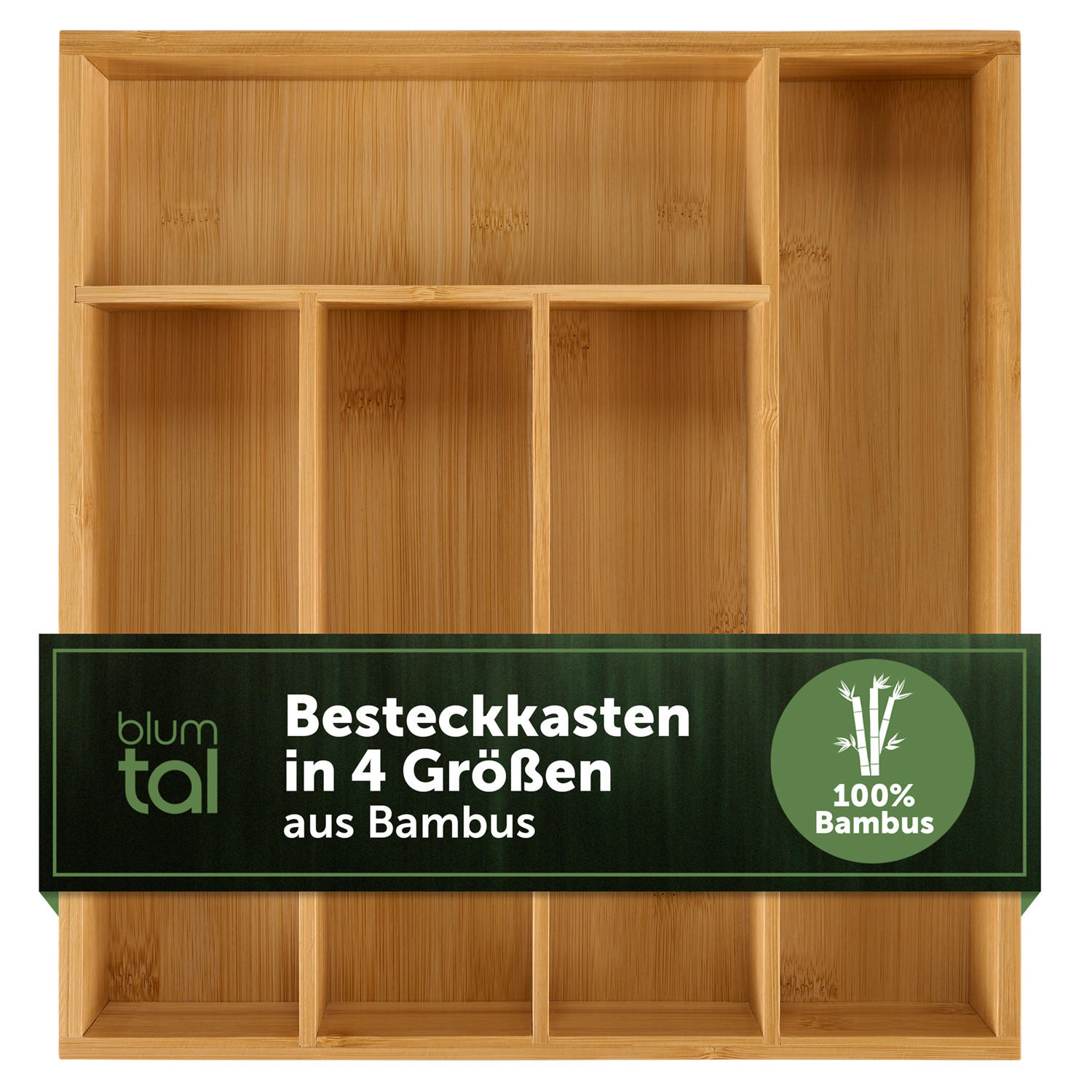 BESTECKKASTEN 27/30 cm, 5 Fächer, Bambus - Eichefarben, Holz (27/5/30cm) - Blumtal