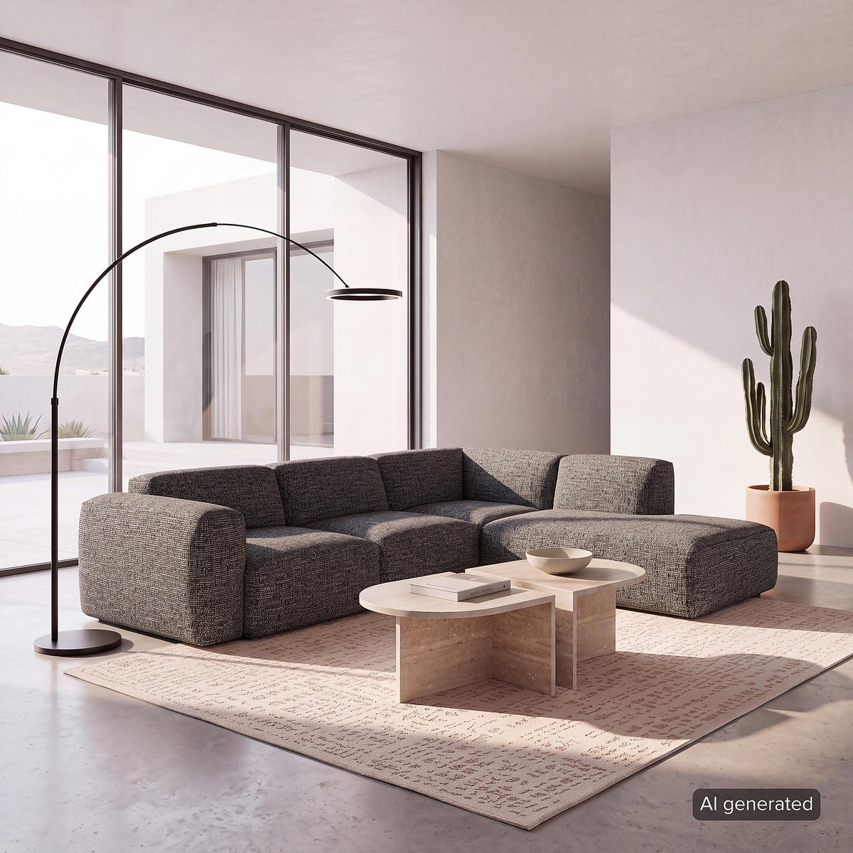 3-SITZER ECKSOFA mit Recamiere - Schwarz/Grau, Kunststoff/Textil (295/231cm) - home24