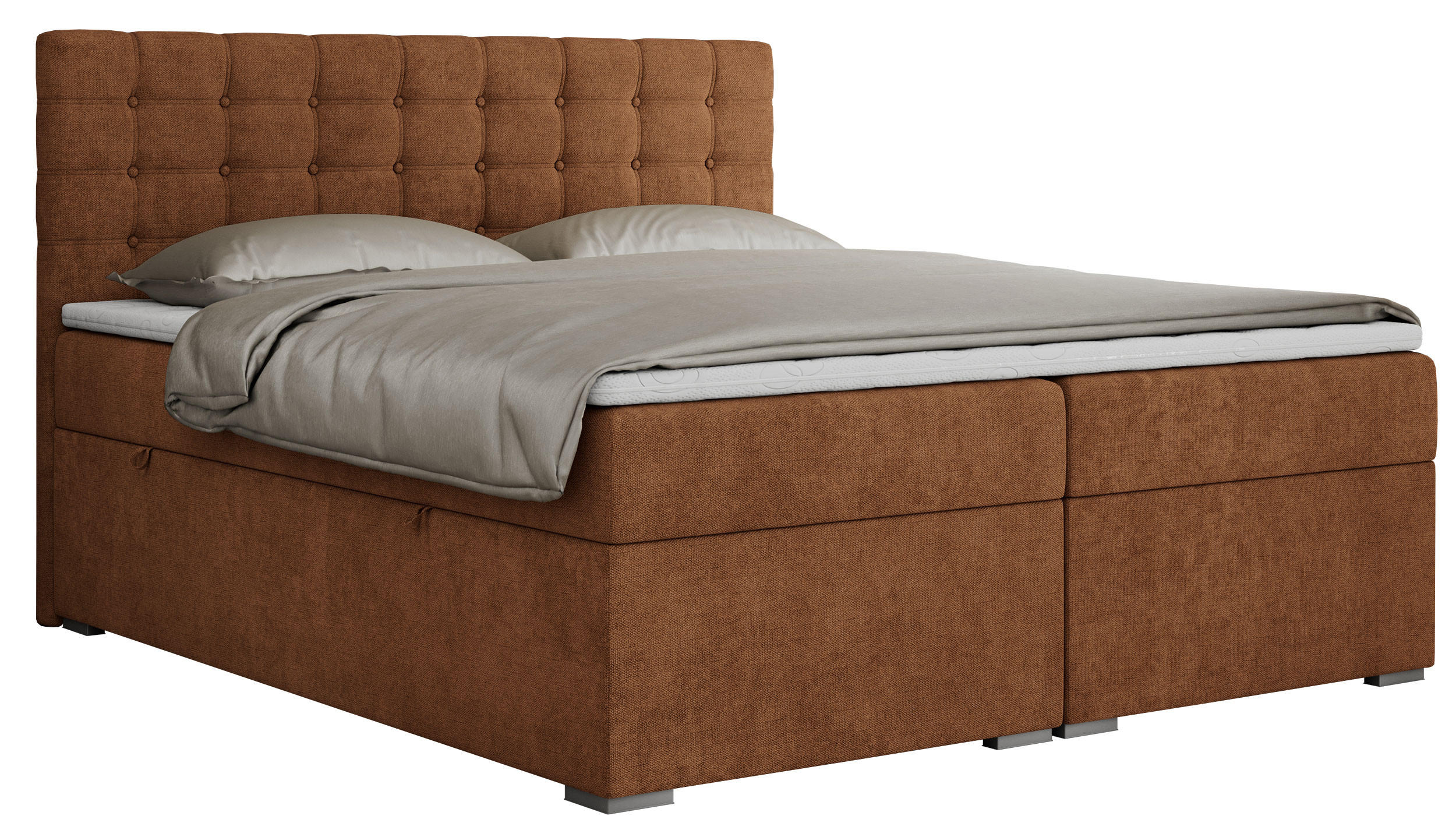 BOXBETT SUSAN 200/200 Orange Struktur - H3 - Orange, Holz/Textil (200/200cm) - MKS