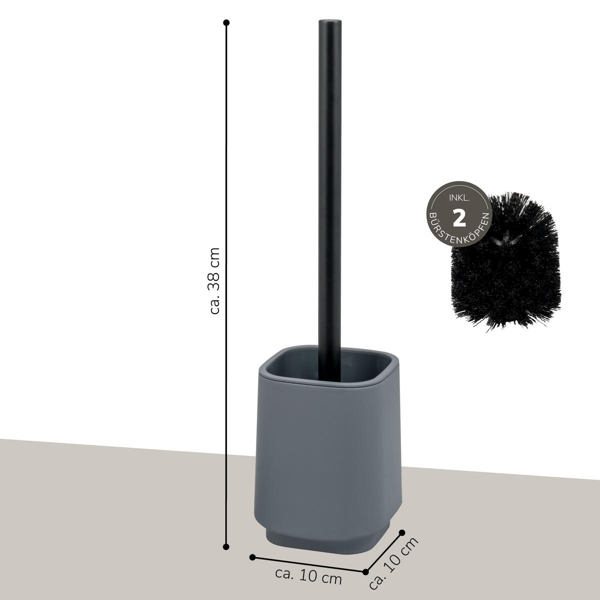 WC-GARNITUR VALONA, Soft-Touch, grau - Grau, Kunststoff (10/38/10cm) - eluno