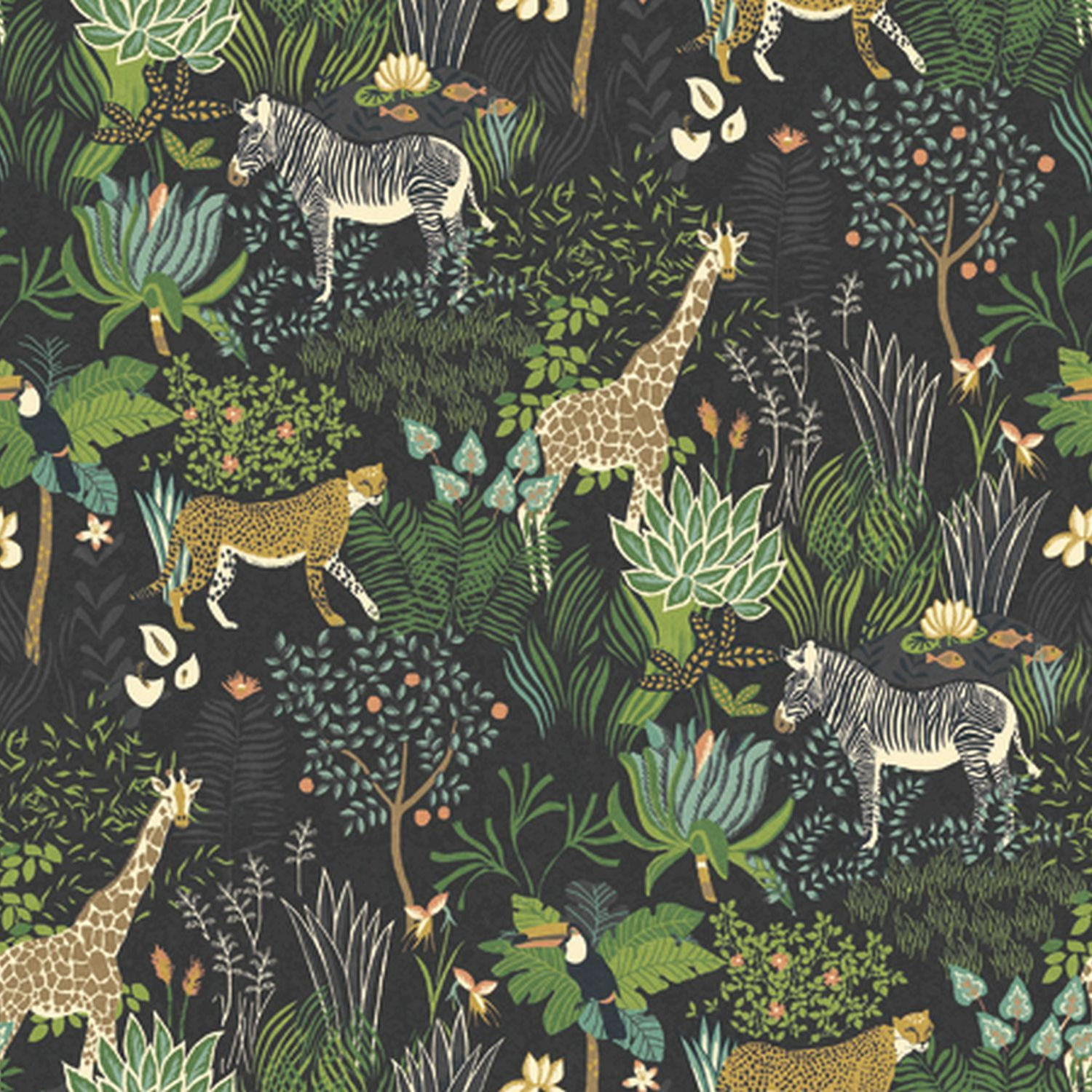 FOTOTAPETE Dschungeltiere 424 x 280 cm - Lila, Papier (424/280cm) - Sanders & Sanders
