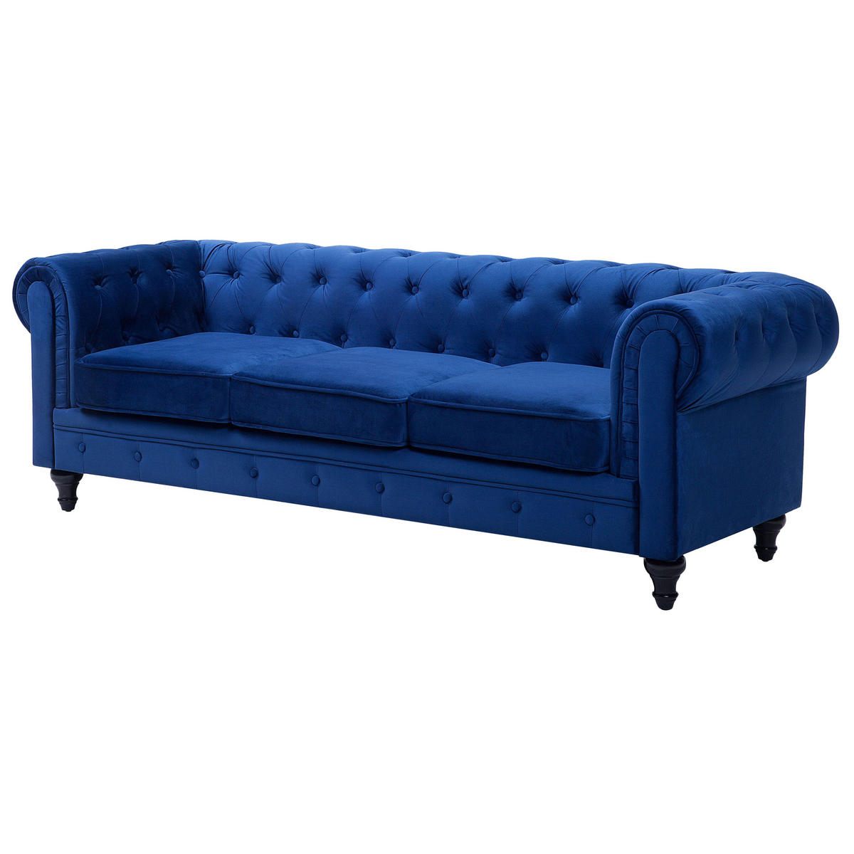 4-SITZER SOFA SET Samtstoff Blau Chesterfield - Blau, Textil (201/70/75cm) - Beliani
