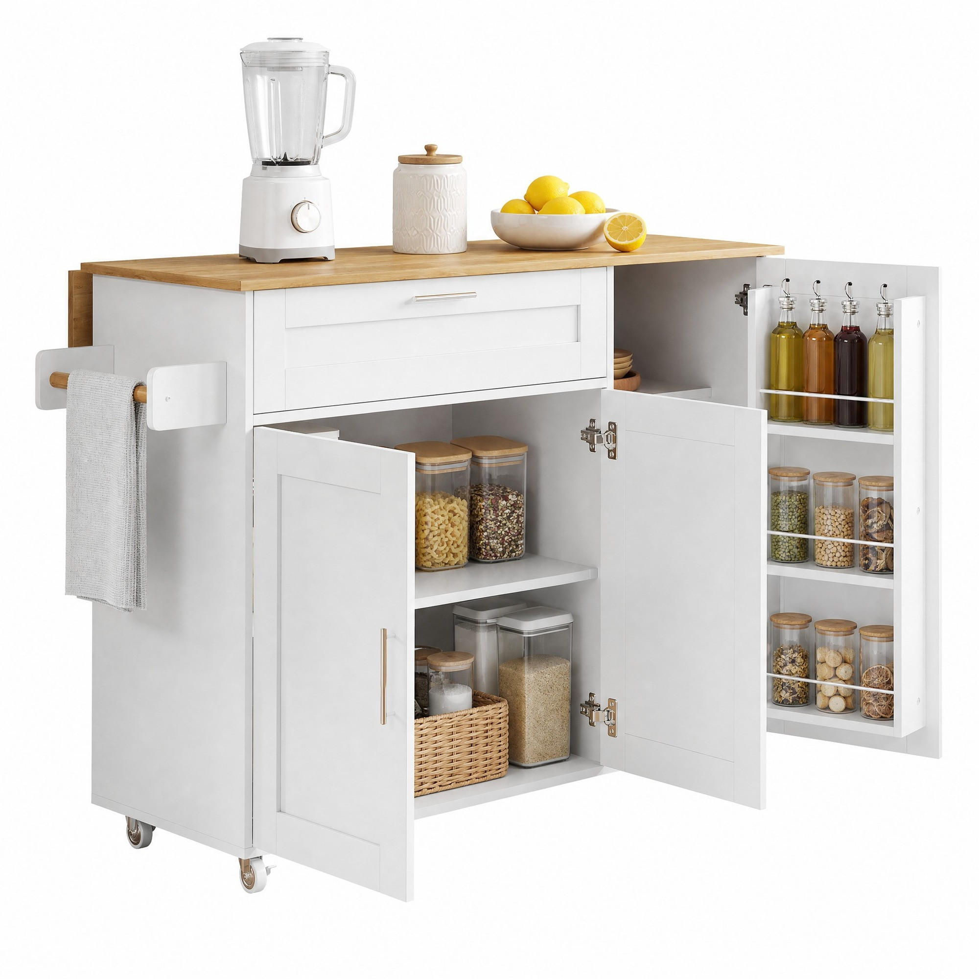 Beauniv Küchenwagen Weiß 44x90x132.5 cm