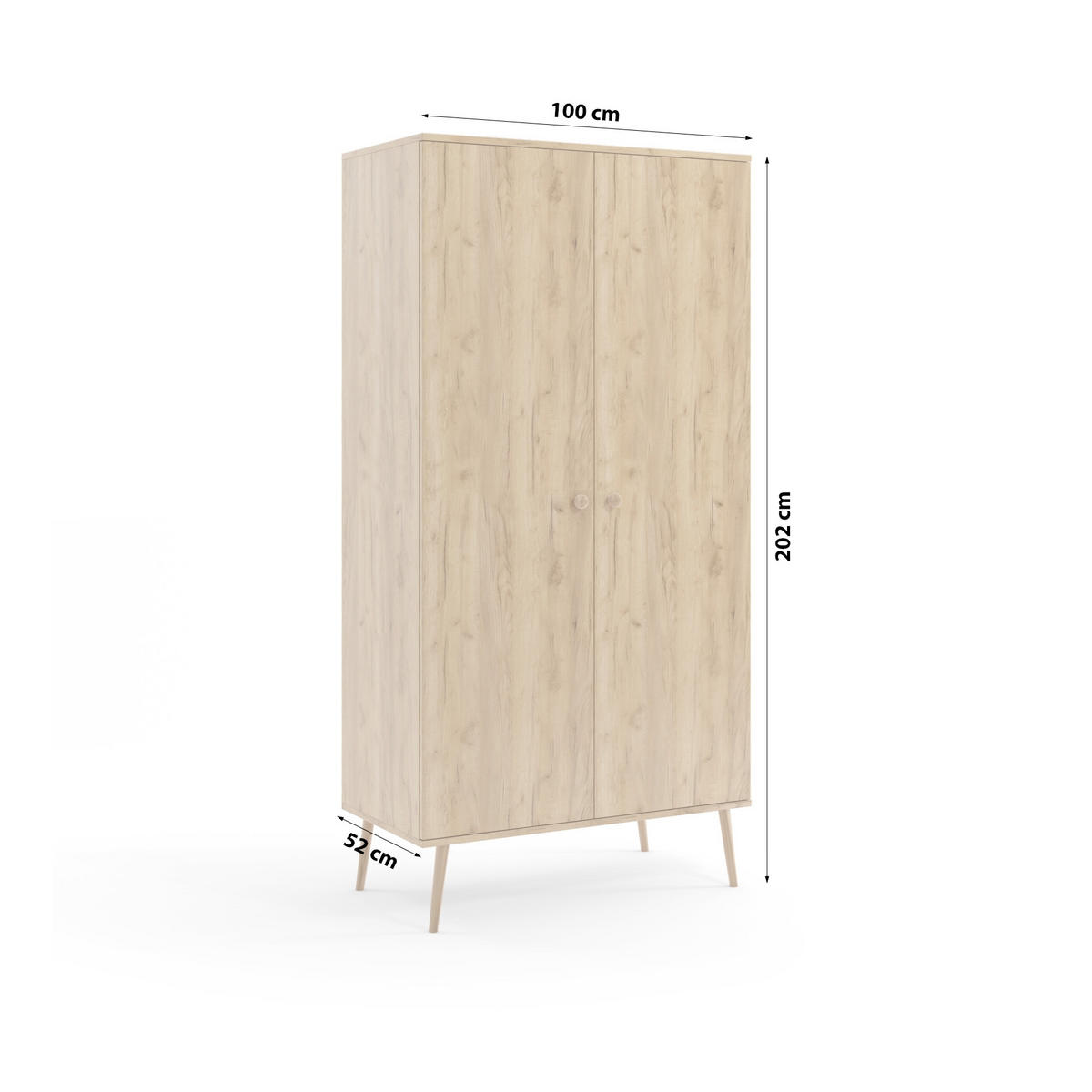 KLEIDERSCHRANK Schrank Kriml Eichenfarbe 180x202 cm - Sonoma Eiche, Holz (52/202/180cm) - Fedve