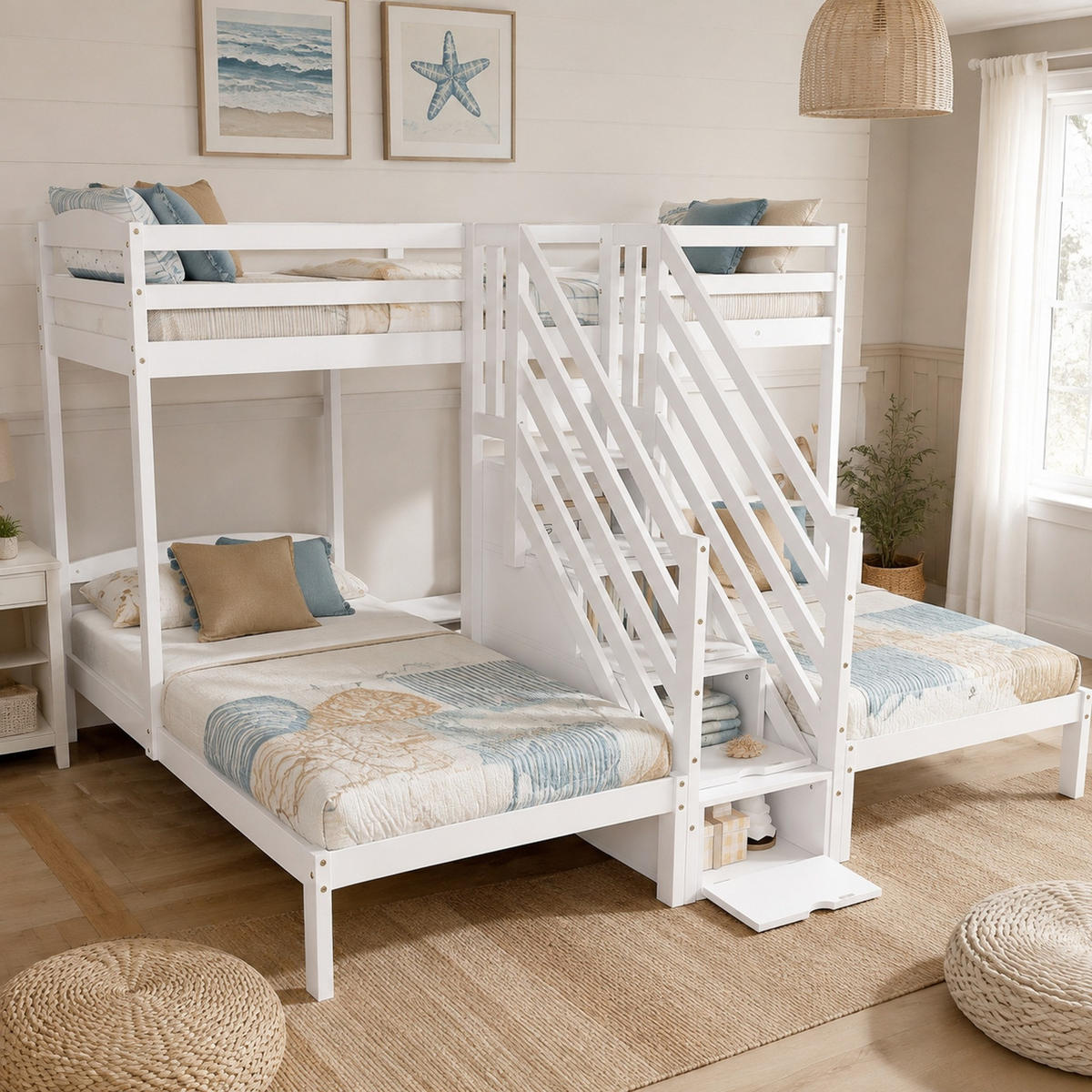HOCHBETT 90/200 cm aus Kiefernholz mit Stauraum, Weiß - Weiß, Holz (90/200cm) - OKMYHOME
