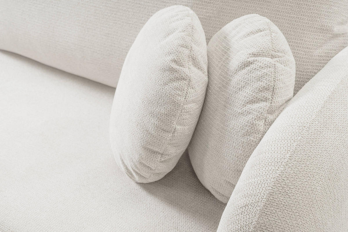 ECKSOFA AMICO L-S Weiß Geflochtener Stoff mit Schlaffunktion - Weiß, Holz (248/174cm) - MASSENO