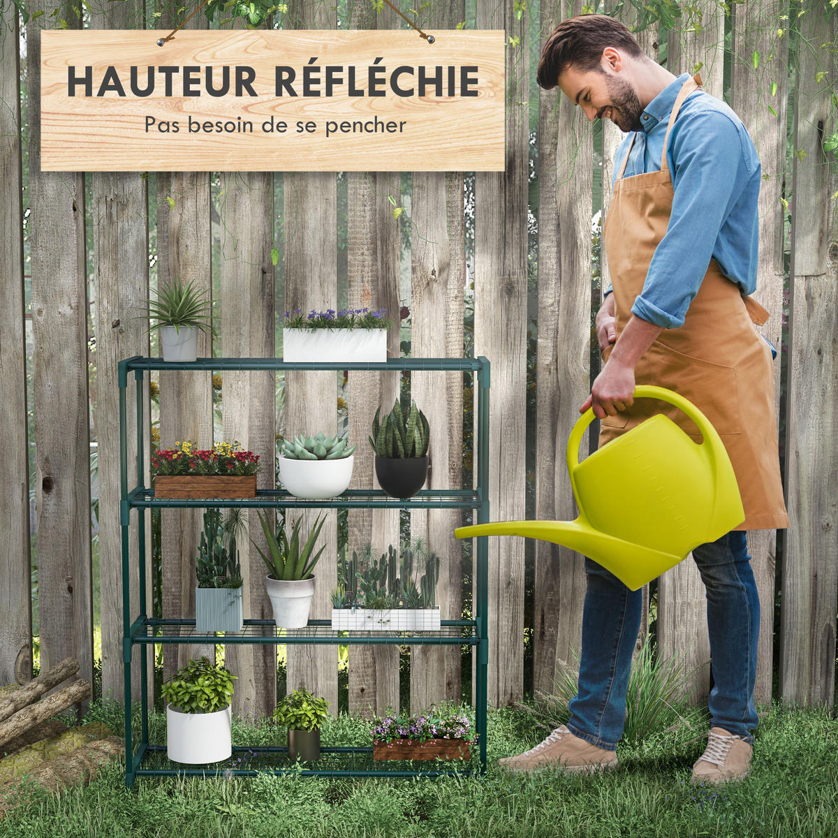 BLUMENTREPPE DE-12156 4-stufig, 89/28/107 cm Grün - Grün, Metall (28/107/89cm) - ComfortXL