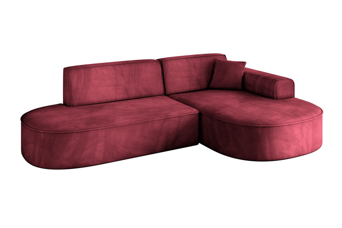 ECKSOFA Ottomane Rechts MARI-L1 - 243x171x79 cm Bordeaux Velours - Bordeaux/Schwarz, Holzwerkstoff/Kunststoff (171/243cm) - ALTDECOR