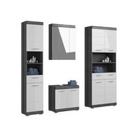 BADKOMBINATION 4tlg. Scout Bad in Rauchsilber Nachbildung und weiß hochglanz B/H/T: 186x191x34 cm - Anthrazit, Holz (186/191/34cm)