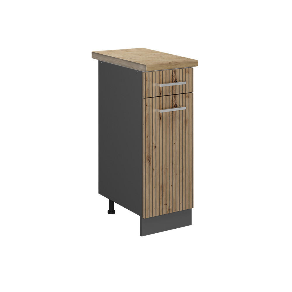 KÜCHENUNTERSCHRANK R-Line Artisan-Eiche 30 cm, AP Eiche - Anthrazit/Eiche Artisan, Holzwerkstoff (30/81.6/60cm) - Vicco