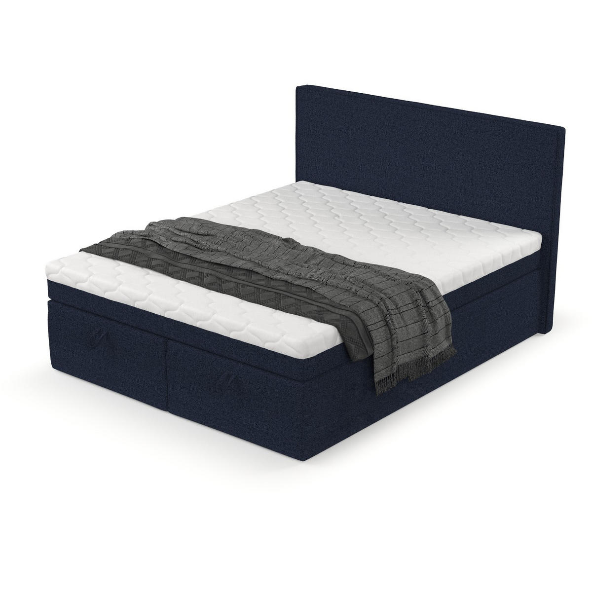 BOXBETT Zalla 200/200 cm Marineblau im Riva Stoff - Schwarz/Dunkelblau, Holz/Holzwerkstoff (200/200cm) - AltaBeds