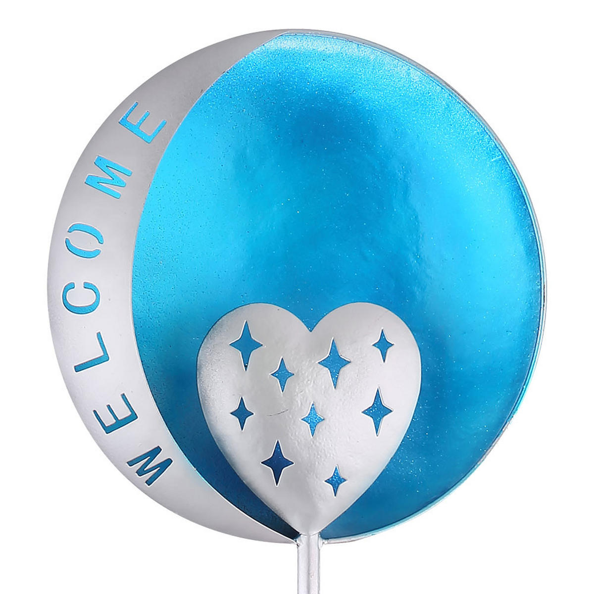 LED AUSSENLEUCHTE Solar Steckleuchte Silber Blau - Silberfarben, Metall (17/17/78.5cm)