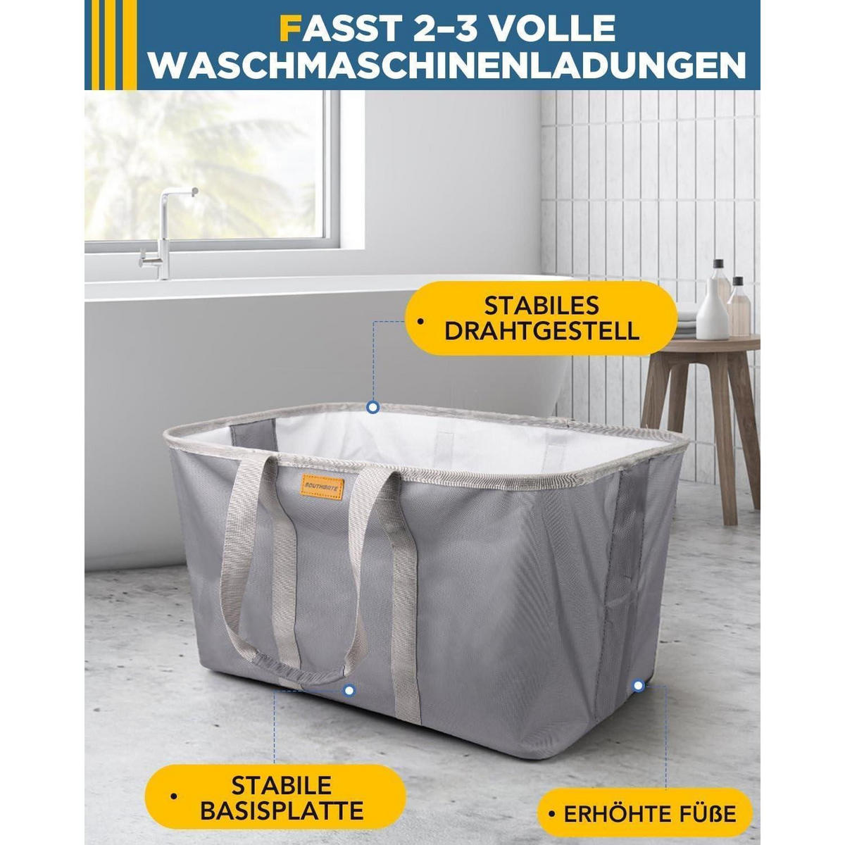 WÄSCHEKORB 2er Set Blau/Grau 68L faltbar - Multicolor, Textil (39/32/55cm)