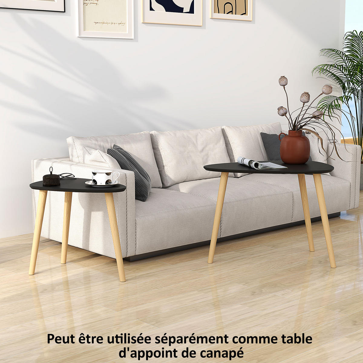 COUCHTISCH DE-15770 skandinavisches Design Schwarz - Schwarz, Holzwerkstoff (59.5/39.5/45cm) - ComfortXL