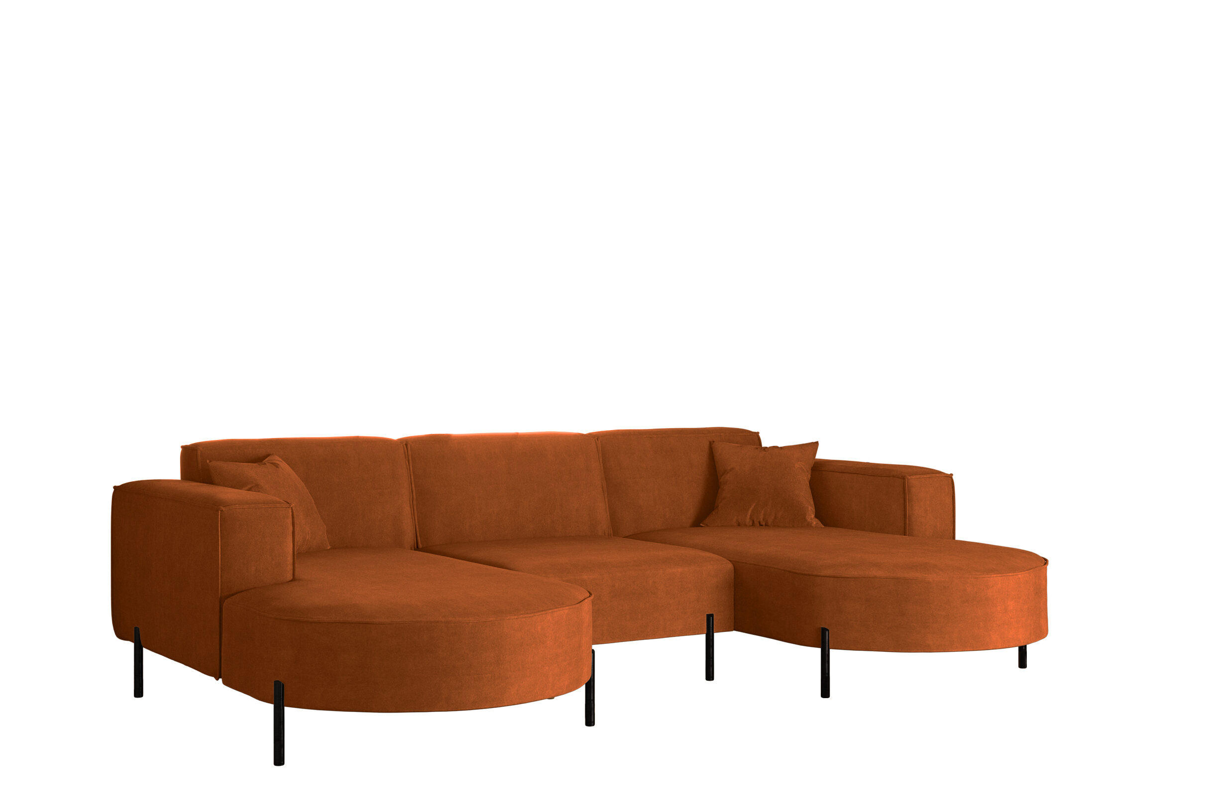ECKSOFA U-Form Designer Modena Rein Stoff Noel Orange - Orange, Holz (165/299cm) - Kaiser Möbel
