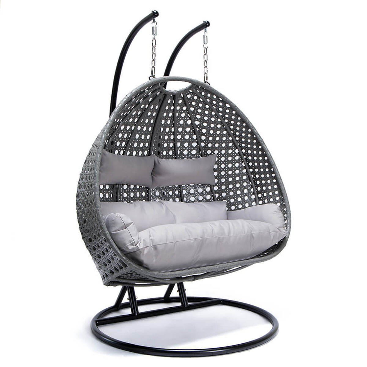 HÄNGESESSEL TWIN - Grau, Mit Regenabdeckung - Grau, Kunststoff (145/126/74cm) - Home Deluxe