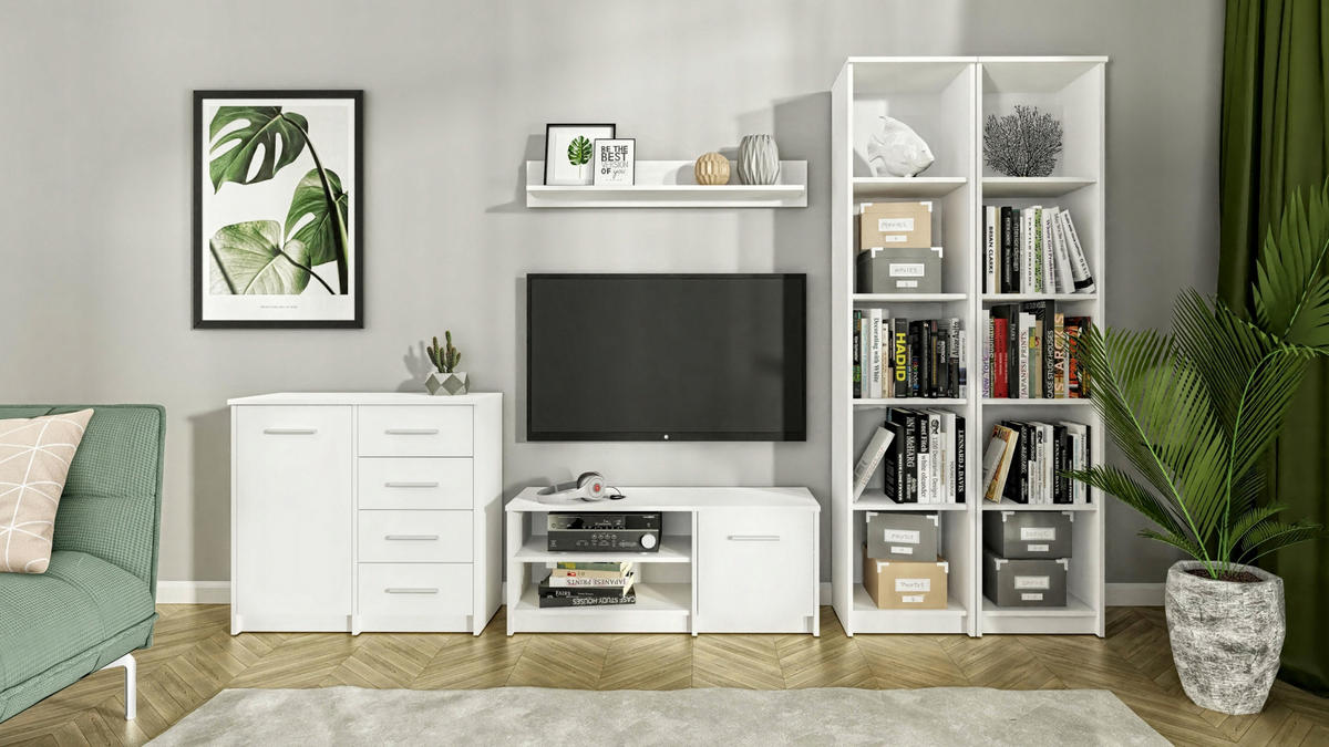 FERNSEHKOMMODE BODO 1D Weiß 98/35/42 cm - Weiß, Holzwerkstoff (98/42/35cm) - Matkam Möbel