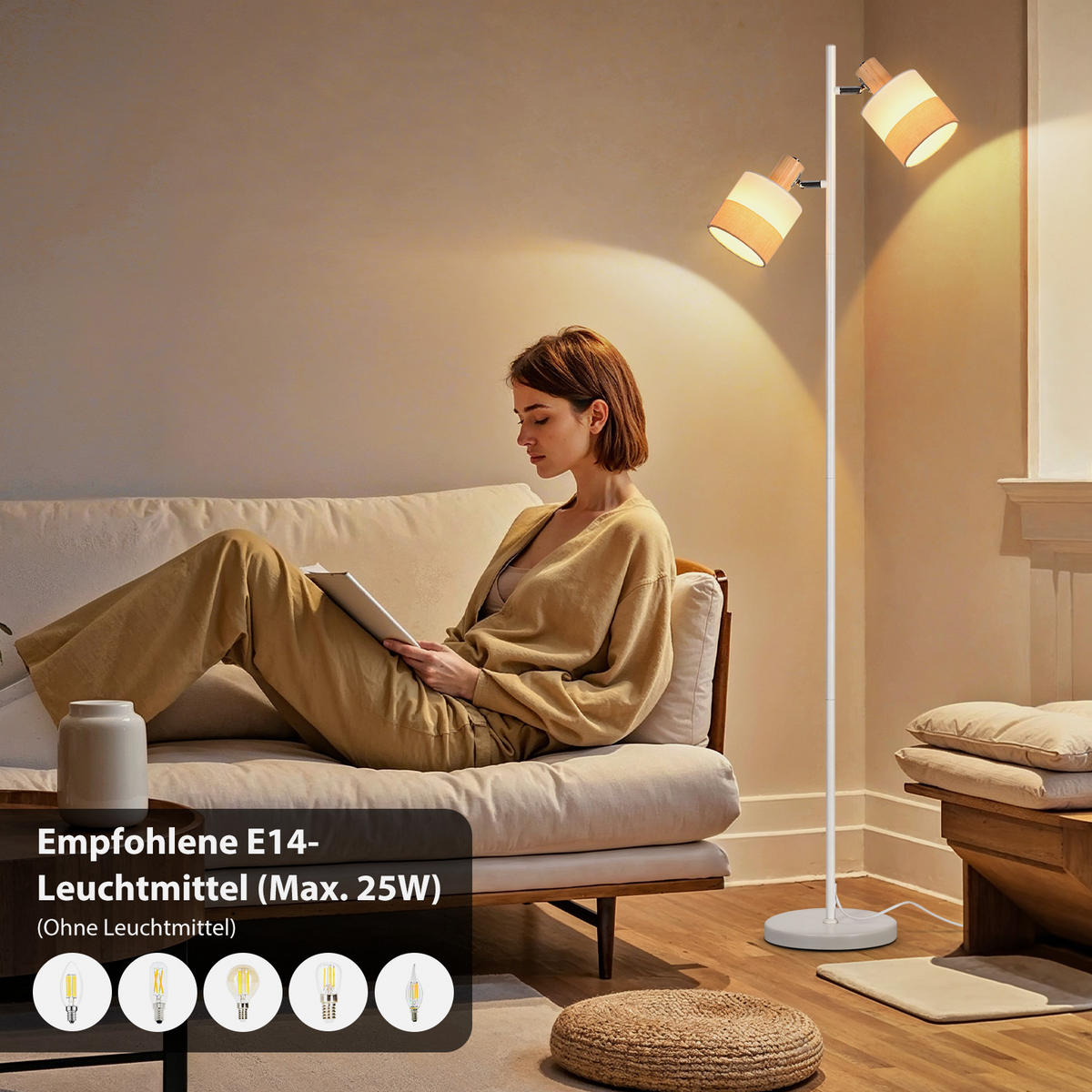 STEHLAMPE Luminar 27/22/146 cm - Weiß, Metall (27/22/145cm) - ZMH