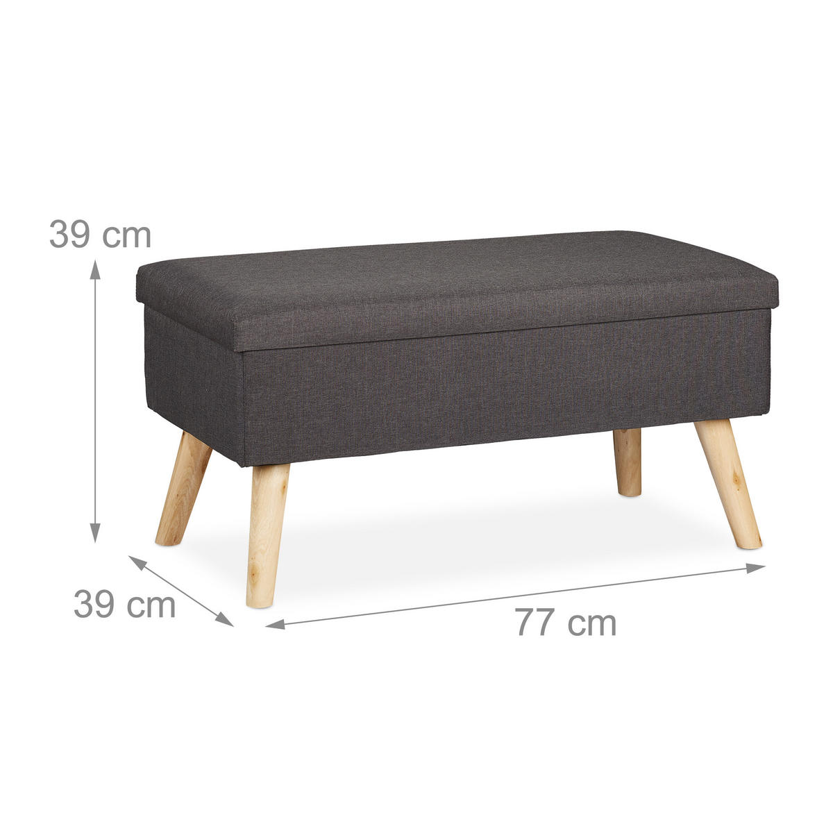 SITZBANK - Anthrazit, Holz/Holzwerkstoff (77/39/39cm) - Relaxdays