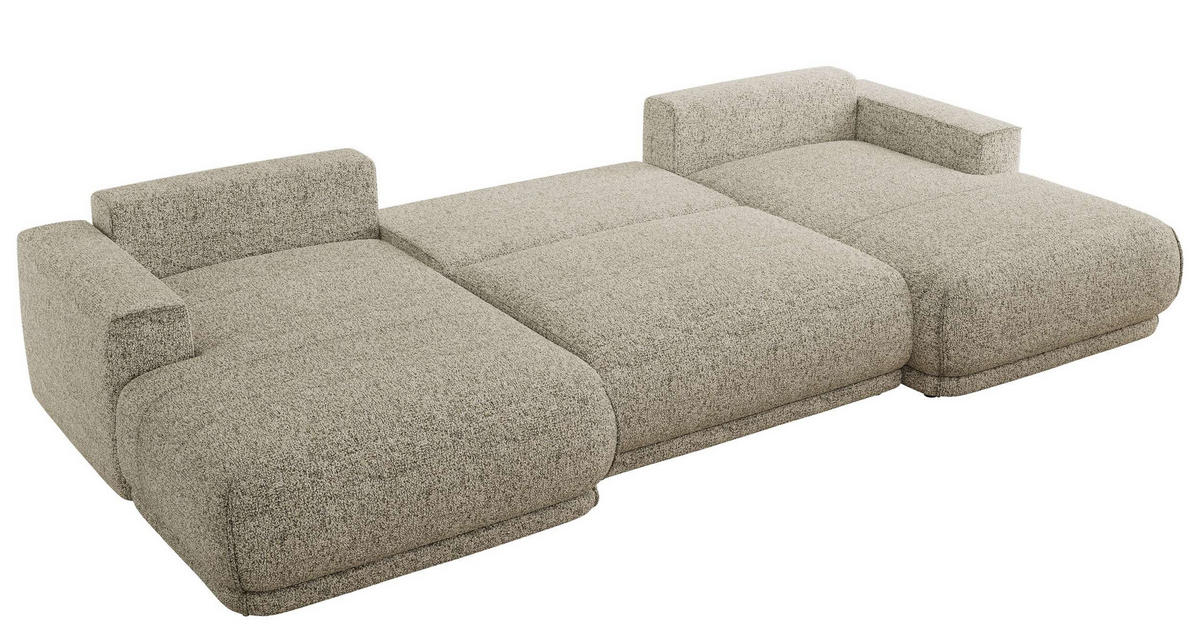 WOHNLANDSCHAFT RINA U Beige Strukture - Beige/Schwarz, Kunststoff/Textil (360/85/170cm) - MKS