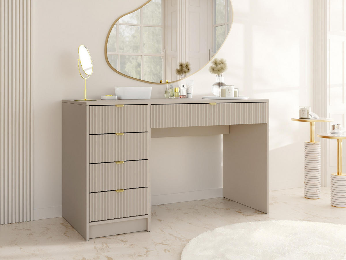 SCHREIBTISCH Tireno - Sandfarben/Goldfarben, Holzwerkstoff/Metall (55/120/76cm) - MIRJAN24